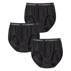 【新品】 [ニッセン] ショーツ ｎ、ＫＵＲＯキッズ 綿混ストレッチロゴゴム黒ショーツ３枚組 女の子 子供 小学生 中学生 ガールズ 黒3枚組 160