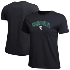 チャンピオン レディース トップス Tシャツ ロゴ Womens Champion Black Michigan State Spartans Arched Over Logo TShirt Msu Black ブラック