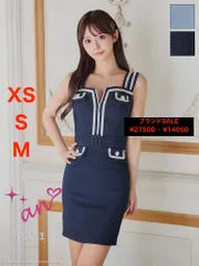 インディゴ SALE [AOC-3898]【an/アン】デニム/ ジッパー/ パイピング/ ボタン/ スクエアネック/ ノースリーブ/ タイト/ ミニドレス/ キャバドレス / ワンピース/ ドレス/ ROBEdeFLEURS/ AngelR