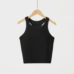 スポーツブラ タンクトップ 一体型 カップ付き リブ ヨガ フィットネス ノンワイヤー 伸縮 吸汗速乾