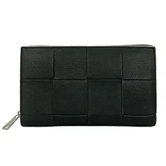 BOTTEGA VENETA(ボッテガヴェネタ) 長財布美品  カセット ジップアラウンドウォレット ダークグリーン ラウンドファスナー レザー