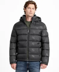 ゲス メンズ アウター ジャケット・ブルゾン GUESS Mens Hooded Puffer Jacket Future Gray グレーのサムネイル