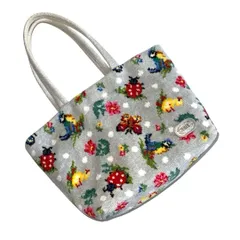 フェイラー　トートバッグ　ハイジ　てんとう虫　ひよこ　蝶　お花　グレー系　灰色