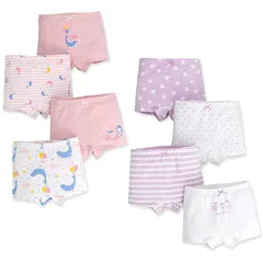 【新品】 [Hapipana] 女の子 ボクサーショーツ 8点セット 女児 キッズ ショーツ 下着 綿 レース 通気 パンツ 子供服 短パン ガールズ ジュニア 幼児 小学生 弾力性 ライクラ 100 110 120 130 140 150 (イルカ・人魚・果