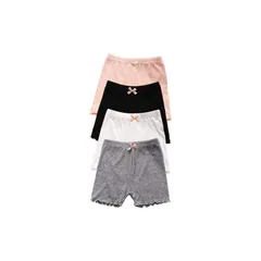 【新品】 [AFROMARKET] オーバーパンツ アンダーパンツ 女児 キッズ インナーパンツ ガールズ 下着のチラ見え防止 3分丈 リボン付き 4枚セット