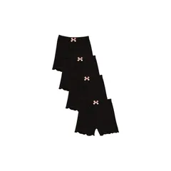 【新品】 [AFROMARKET] オーバーパンツ アンダーパンツ 女児 キッズ インナーパンツ ガールズ 下着のチラ見え防止 3分丈 リボン付き 4枚セット (150サイズ)