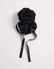 エイソス レディース アクセサリー ASOS DESIGN corsage hair elastic with ribbon detail Black ブラックのサムネイル