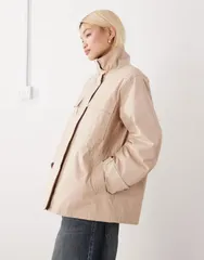 モンキ レディース アウター ジャケット・ブルゾン ウエストマーク パーカー Monki cinched waist parka jacket with detachable faux fur colのサムネイル