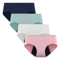 【新品】 [POPKOK] ［ポップコー]サニタリーショーツ ジュニア 綿 ガールズ 下着 セット 女の子 インナー パンツ 肌着 4枚組 (ダークブルー/ライトグリーン/ホワイト/ピンク,150)