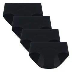 【新品】 [POPKOK] ［ポップコー]サニタリーショーツ ジュニア 綿 ガールズ 下着 セット 女の子 インナー パンツ 肌着 4枚組 (ブラック,160)