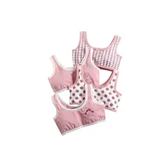 【新品】 [Atexiu] ジュニア ブラ ハーフトップ ガールズ 子供用 タンクトップ ブラジャー 小学生 4枚セット 女の子 インナー 可愛い スポーツブラ 130-160 (130, ラッキーガールズ)
