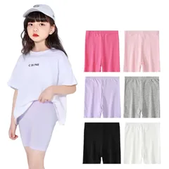 【新品】 [Masonanic] 3枚セット オーバーパンツ キッズ 女の子 インナー ショーツ 無地 インナーパンツ 子供 3分丈 ペチパンツ 小学生 (JP, 身長, 140, 白＆紫＆チェリーピンク)