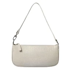 【新品】 [ドナリー] ショルダーバッグ レディース 小さめ 薄型 ハンドバック ポシェット 肩かけ 手提げ ワンショルダー PUレザー 軽量 クロコ型押し (ホワイトベージュ) 1