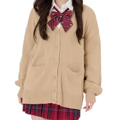[ウィゴー] だぼ袖 ゆったり スクールカーディガン カーディガン レディース ニット トップス 学生 服 制服 アウター 無地 羽織 女子 通学 高校生 中学生 秋服 ギフト レディース F ベージュソノタ 1