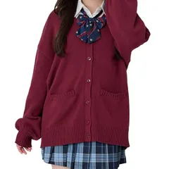 [ウィゴー] だぼ袖 ゆったり スクールカーディガン カーディガン レディース ニット トップス 学生 服 制服 アウター 無地 羽織 女子 通学 高校生 中学生 秋服 ギフト レディース F レッドソノタ 0