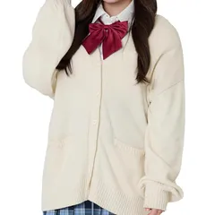 [ウィゴー] だぼ袖 ゆったり スクールカーディガン カーディガン レディース ニット トップス 学生 服 制服 アウター 無地 羽織 女子 通学 高校生 中学生 秋服 ギフト レディース F オフホワイト 1