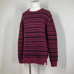 ベイフロー ボーダーニット 3　L相当 ワイン×ネイビー BAYFLOW ウール混 クルーネック セーター 大人カジュアル サーフ 西海岸スタイル