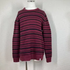 ベイフロー ボーダーニット 3　L相当 ワイン×ネイビー BAYFLOW ウール混 クルーネック セーター 大人カジュアル サーフ 西海岸スタイル