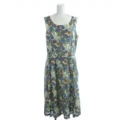 ダーマコレクション dama collection 花柄 ノースリーブ ワンピース 絹 シルク混 15AR マルチカラー （青 オレンジ 白） ウエストベルト /AB ■OS