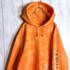 【海外モデル/入手困難】カーハート Carhartt WIP オレンジ タイダイ ブリーチ スウェット パーカー #k2のサムネイル