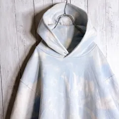 【入手困難】90s USA製 古着 RUSSEL ATHLETIC ブリーチ タイダイ ウォッシュブルー スウェット パーカー #k3