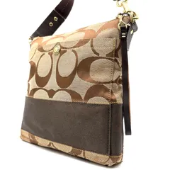 COACH y2k signature stripe shoulderbag コーチ シグネチャー柄ストライプスイングショルダーバッグ サコッシュ 型番10127 カーキベージュ ブラウン 斜め掛け クロスボディ 男女兼用
