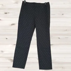 B1855 ユニクロ UNIQLO カジュアルパンツ ズボン(M) 黒 ブラック 水玉 ドット 総柄 コットン 綿 イージー ウエストゴム