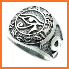 【新品】 [シルバーワン] シルバー925 ホルスの目 カレッジリング メンズ d9 黒[15号] エジプト神話 0