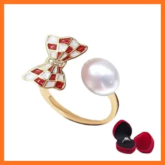 【新品】 C-Girls真珠屋 アクセサリー専門店 冠婚葬祭 リング 超大粒 CZダイヤモンド リボン 蝶 結び 指輪 8mm 淡水本真珠 925シルバー 18KGP ゴールド 全品ギフトラッピング 七五三 結婚式 ウエディング 卒業式 商標登録した店舗 0