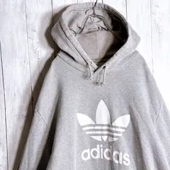 【海外モデル】adidas originals グレー トレフォイル スウェット パーカー #k25