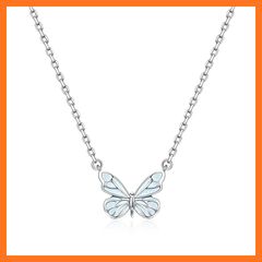 [Brand New] [FANCIME] Women's Necklace "Moonlight Butterfly" Enamel Luminous Jewelry Set Silver Popular Women's Gift for Anniversaries, Birthdays, White Day, Christmas, etc. Gift Wrapping Bag and Box Included