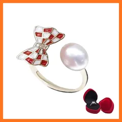 【新品】 C-Girls真珠屋 アクセサリー専門店 冠婚葬祭 リング 超大粒 CZダイヤモンド リボン 蝶 結び 指輪 8mm 淡水本真珠 925シルバー 18KGP ホワイト 全品ギフトラッピング 七五三 結婚式 ウエディング 卒業式 商標登録した店舗 0