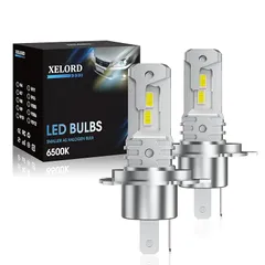 XELORD H4 LED ヘッドライト 新基準車検対応 6500K ホワイト ファンレス 静音 ノイズキャンセラー内蔵 光軸調整不要 純正サイズ ポン付け DC12V 車/バイク対応 IP67 防水 2 個入り 1