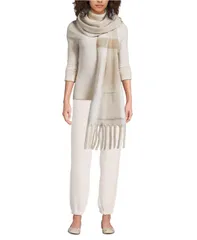 ランズエンド レディース アクセサリー マフラー・ストール・スカーフリンジ Lands End Womens Brushed Blanket Fringe Scarf Ivorychampagne pのサムネイル