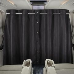 【送料無料】ZATOOTO 車用 カーテン 間仕切りカーテン スエード調 厚手 車中泊 伸縮棒つき 丈126cm 幅180cm 開閉楽 エアコン効率UP センターカーテン リアカーテン 着換え プライバシー保護 防災用 ブラック CT109L