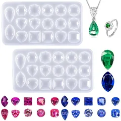 シリコンモールド レジン 宝石 立体 3Ｄ シリコン型 2個セット 樹脂 モールド イヤリング ネックレス ジュエリー パーツ アクセサリー ペンダント パーツ 抜き型 キット 道具 エポキシ樹脂宝石型 一体成型 手作り DIY 装飾 贈り物 DIY 手芸 1