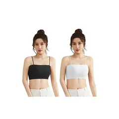 [WinsGreat] チューブトップ カップ付き 2枚セット レディース ナイトブラ キャミソール ブラトップ 肌優しい 速乾 通気 冷感