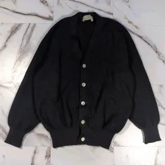 80s AD1988 川久保玲本人期 COMME des GARCONS HOMME ウール100% カーディガン デカシェルボタン L相当 銀タグ ブラックのサムネイル
