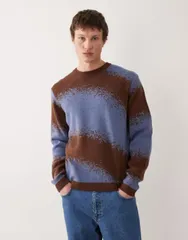 エイソス メンズ アウター ニット・セーター グラフィック ASOS DESIGN knit sweater with graphic and Multi マルチカラーのサムネイル
