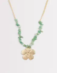 デザインビーロンドン レディース アクセサリー ネックレス・チョーカー・ペンダントトップ レース DesignB London statement flower pendant beaded necklace in teal and gold tone GOL