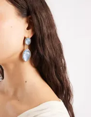 アクセサライズ レディース アクセサリー ピアス・イヤリング Accessorizellipse faux gem double drop earrings MID BLUE ブルーのサムネイル