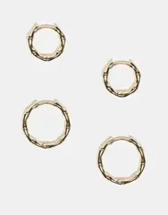 アクセサライズ レディース アクセサリー ピアス・イヤリング Accessorize Z 2 pack twisted hoops earrings in 14k gold plated GOLD ゴのサムネイル