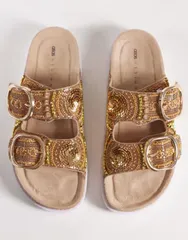 エイソス レディース シューズ サンダル ASOS DESIGN Frost beadedouble strap sandals PINKGOLD MIX ピンクのサムネイル