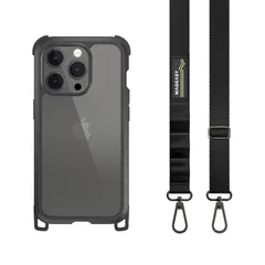 【新品】 【MagEasy】 iPhone15Pro 対応 ケース 斜めがけ 首掛け 肩掛け スマホショルダー ストラップ 付/耐衝撃 米軍 MIL規格 クリア 耐衝撃ケース スマホストラップ 未使用時 2way スマホケース [ Apple iPhone 0