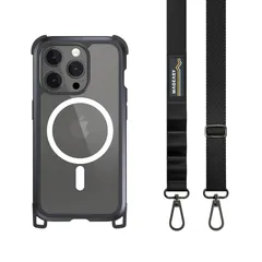 【新品】 【MagEasy】 iPhone15Pro 対応 ケース 斜めがけ 首掛け 肩掛け スマホショルダー ストラップ 付/耐衝撃 米軍 MIL規格 クリア スマホケース スマホストラップ 未使用時 2way [ Apple iPhone15 Pro 