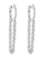 メイラティ レディース アクセサリー ピアス・イヤリング Meira T 14K White Gold Diamond Chain Drop Hoop Earrings White ホワイト