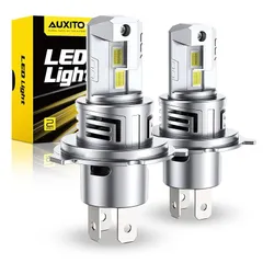 AUXITO H4 Lo/Hi LEDヘッドライト 高輝度 24個LEDチップ搭載 6倍明るさUP 車用 車検対応 ほぼ純正ハロゲンサイズ 6500K ホワイト 12V車対応 取り付け簡単 定電流回路搭載 長寿命 高速回転冷却ファン付け 静音 瞬間起動 2 1