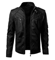 新品 [二力] レザージャケット メンズ ライダースジャケット ｇジャン メンズ 革ジャン フィックレザー アウター アウトドアブラックT5