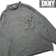 【90s】【DKNY】 ロールネック 立体ポケットラムウール ニット セーターグレー XL ビンテージ 古着 デザイナーズ アメカジ 長袖 プルオーバーのサムネイル