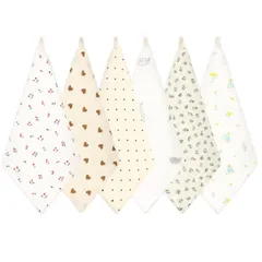 【新品】 ガーゼハンカチ 4重 6重 (4重6枚イブルガーゼ花柄)